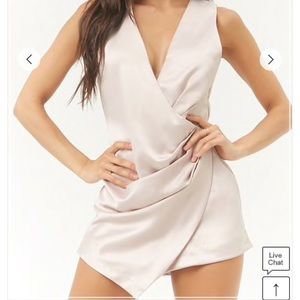 Satin romper blush Medium wrap skort detail